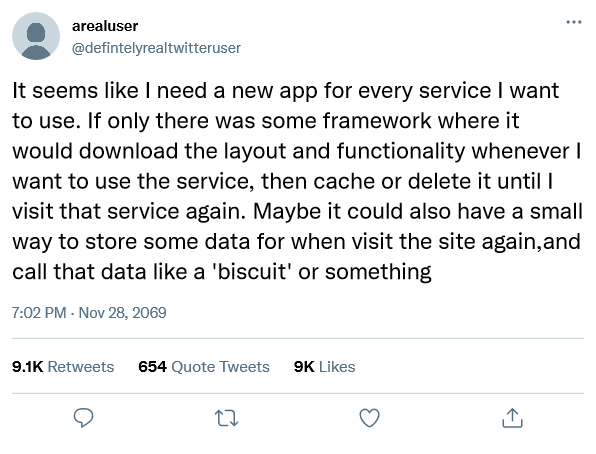 Just funny haha meme of what if we were to have an app that loads in other apps (also called a browser)